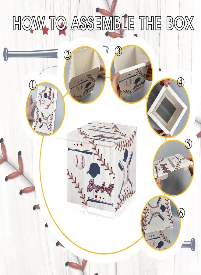 Misaidou Baseball Birthday Money Gift Box with DIY Stickers for Any Age, Surprise Money Boxes for Cash Gift with Pull Out Happy Birthday Day Card and 100Pcs Transparent Bags for Boys Girls Birthday Party - Image 4